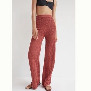 NEW Anthropologie Pointelle High Rise Wide Leg Stretch Knit Pants Crochet Boho